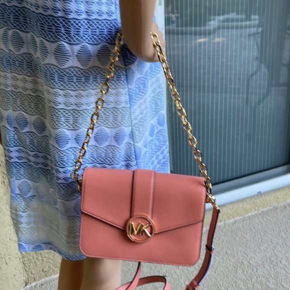 Michael Kors Carmen Medium Monogram Flap Crossbody Convertible Shoulder Bag - Picture 12 of 16